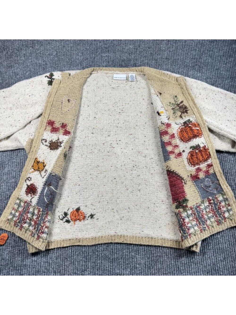 Vintage Croft & Barrow Knit Cardigan Womens XL 90s Autumn Fall Angora Wool Blend - Picture 5 of 8